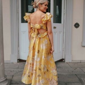 H&M Yellow Floral Backless Dress